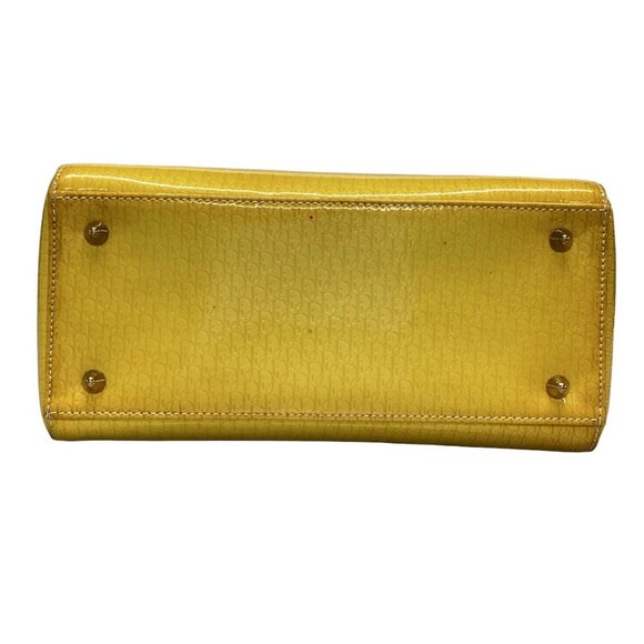 Auth DIOR/ChristianDior Lady Dior Medium/Trotter Yellow Patent Leather Handbag - Picture 5 of 16